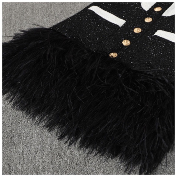 🎁 The Coco Natural Feather Trim Dress - Picture 6 of 7